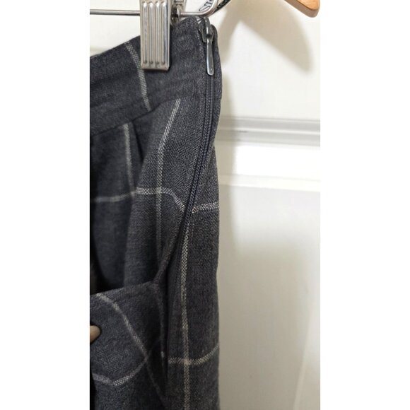 VTG Jobi's Sportswear Y2K 80s 100% Wool Gray Plaid Pleated Knee-Length Skirt Sid - Picture 5 of 8
